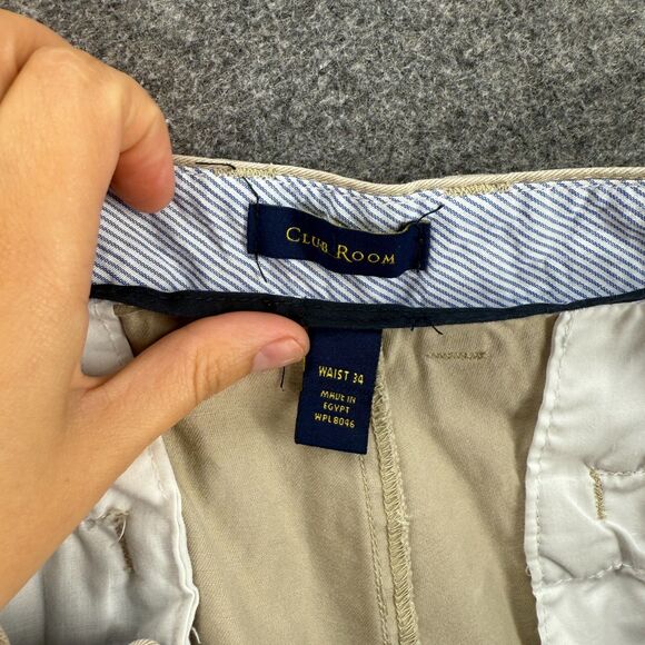 Club Room Shorts Men 34 Beige Mid Rise Bermuda Flat Front Pockets Regular Fit - Picture 7 of 8